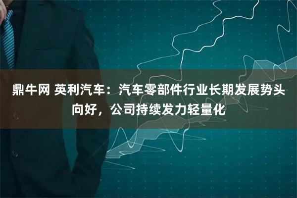 鼎牛网 英利汽车：汽车零部件行业长期发展势头向好，公司持续发力轻量化