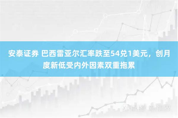 安泰证券 巴西雷亚尔汇率跌至54兑1美元，创月度新低受内外因素双重拖累
